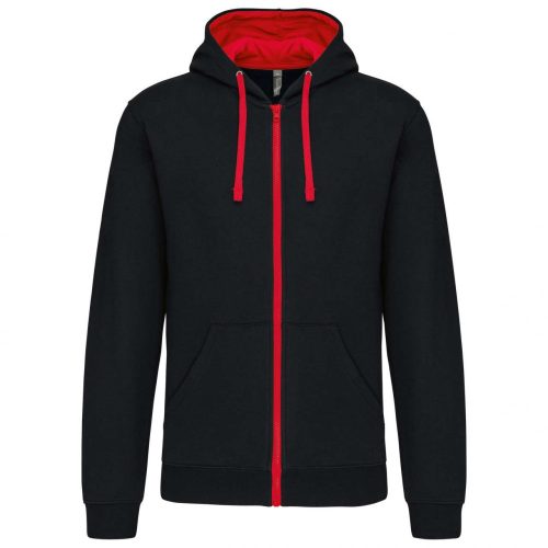 Kariban KA466 MEN'S CONTRAST HOODED FULL ZIP SWEATSHIRT L